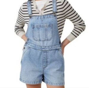 Womens Large Adjustable Denim Overall Shorts